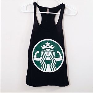 STARBUCKS Work Out Racer Back Graphic Tee Tank Top